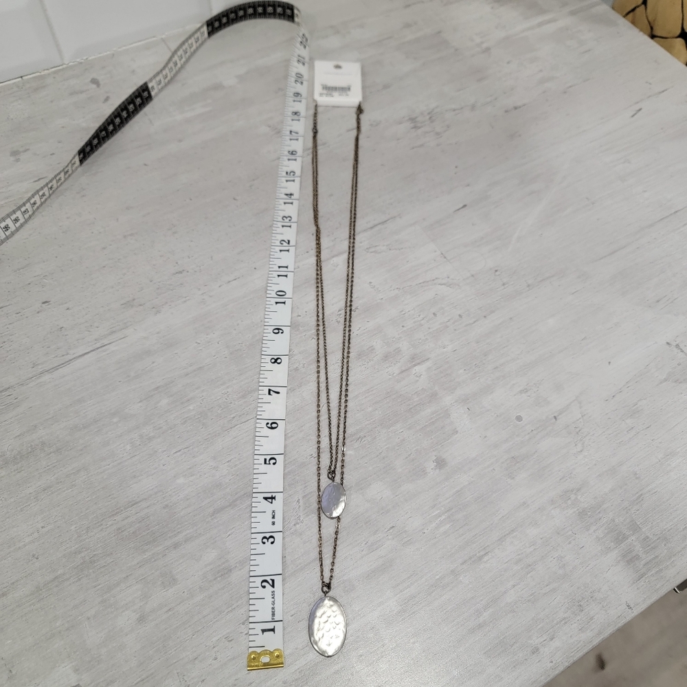 Northern Reflections Long Layered Necklace Oval Hammered Pendants Mixed Metal - Picture 12 of 15